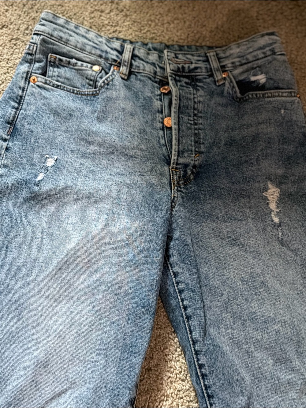 H&M High Rise Women's Jeans — Light Blue Distressed